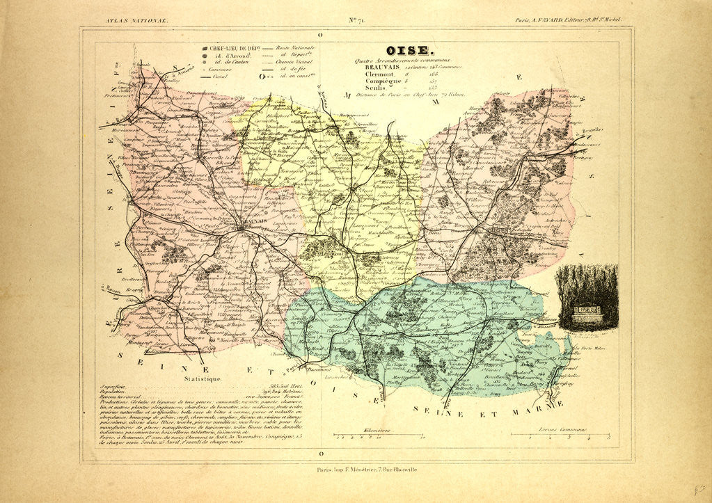Detail of Map of Oise France by Anonymous