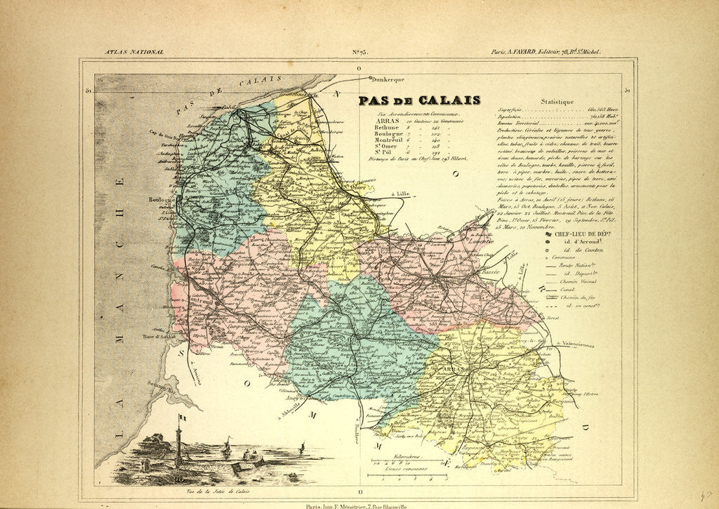 Detail of Map of Pas De Calais France by Anonymous