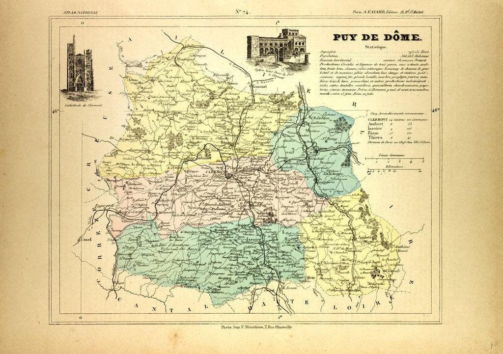 Detail of Map of Puy De Dôme France by Anonymous