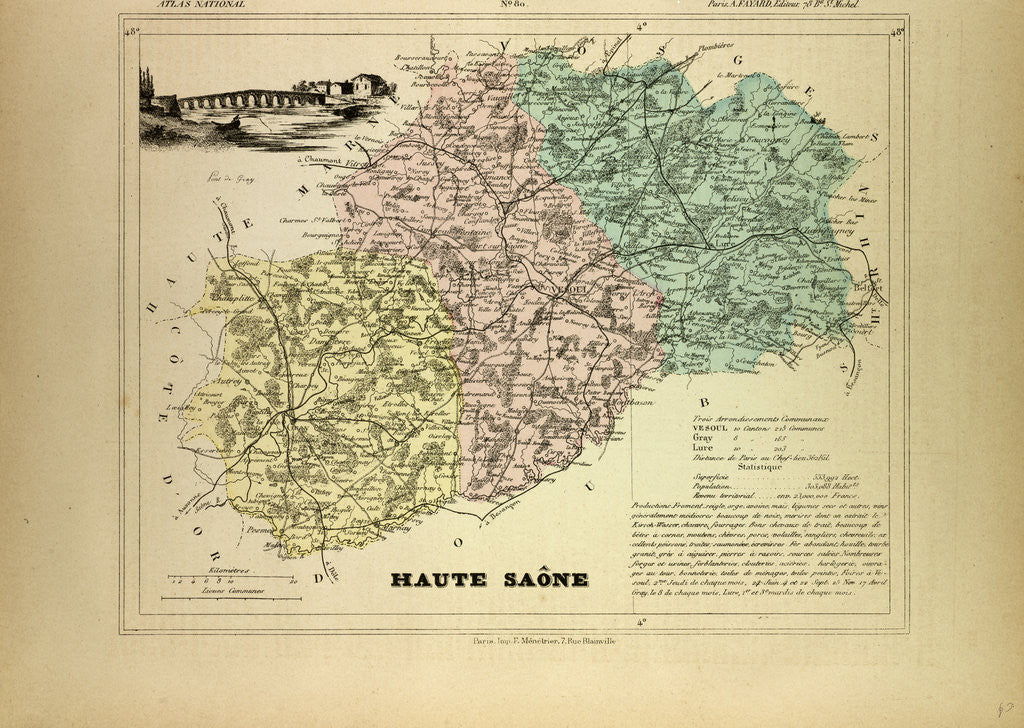 Detail of Map of Haute Saône France by Anonymous