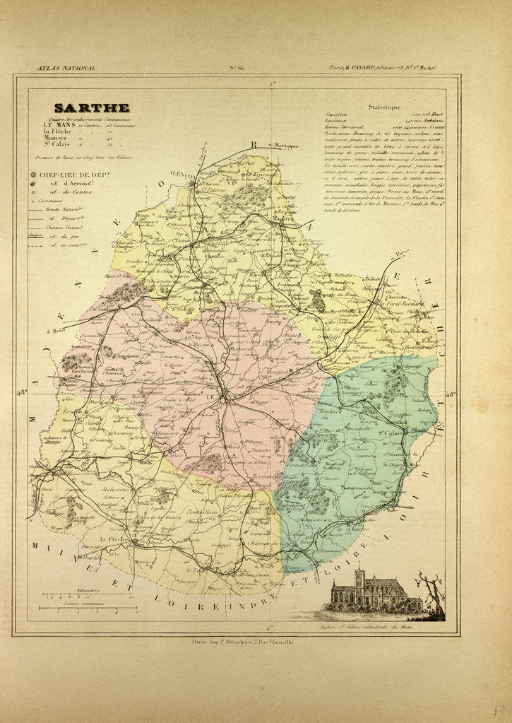 Detail of Map of Sarthe France by Anonymous