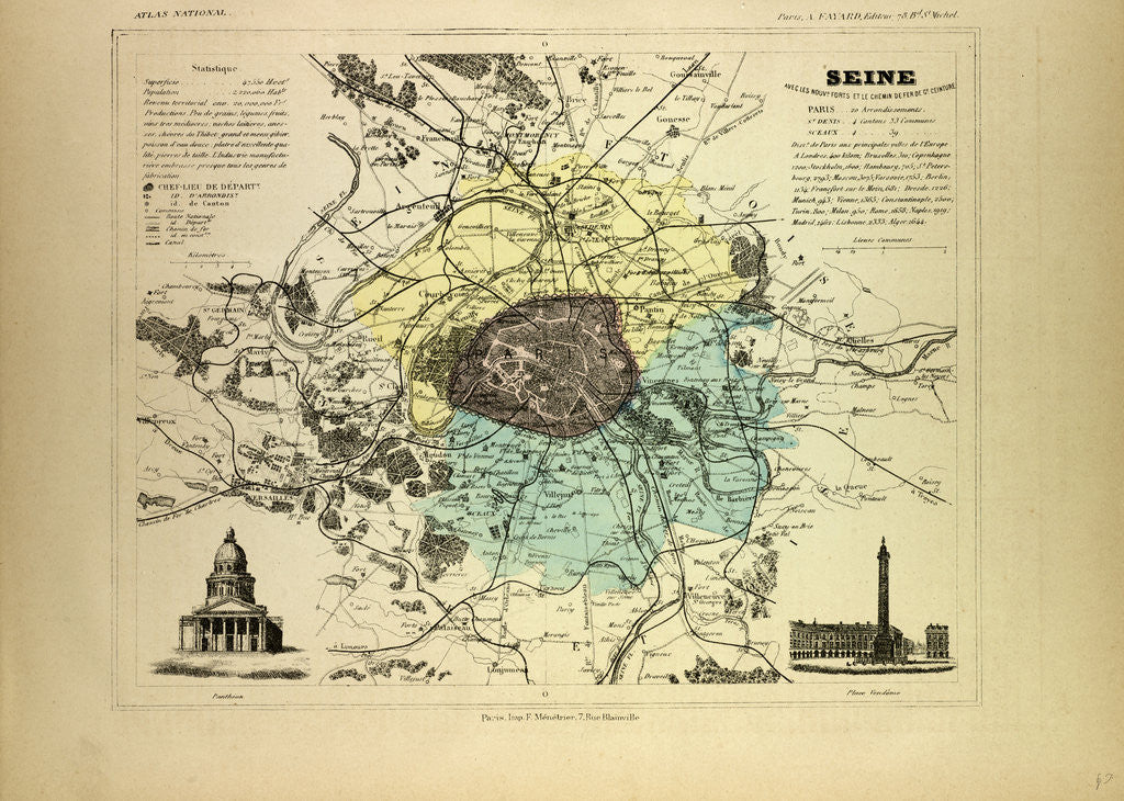 Detail of Map of Seine France by Anonymous