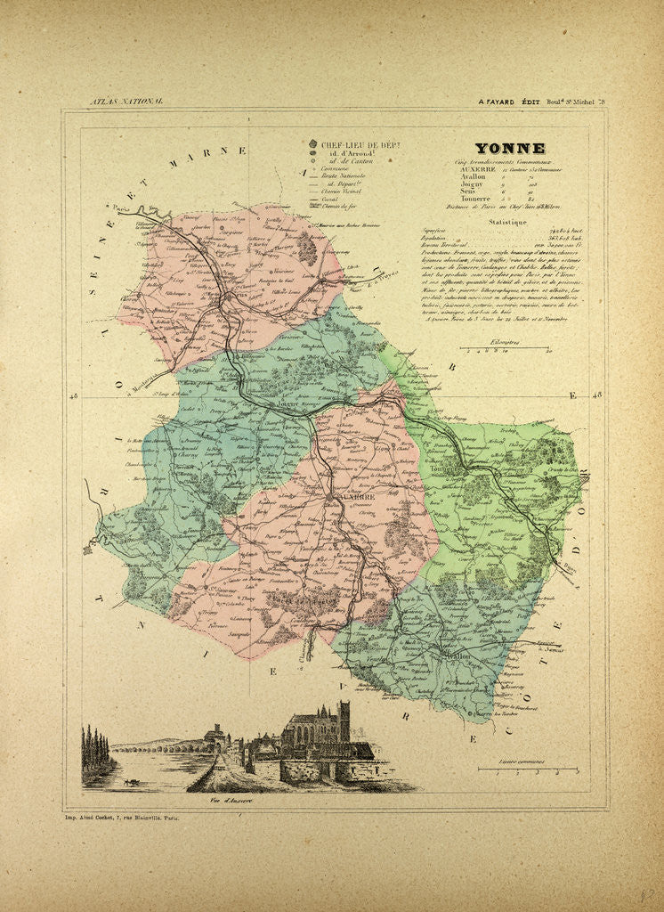 Detail of Map of Yonne France by Anonymous