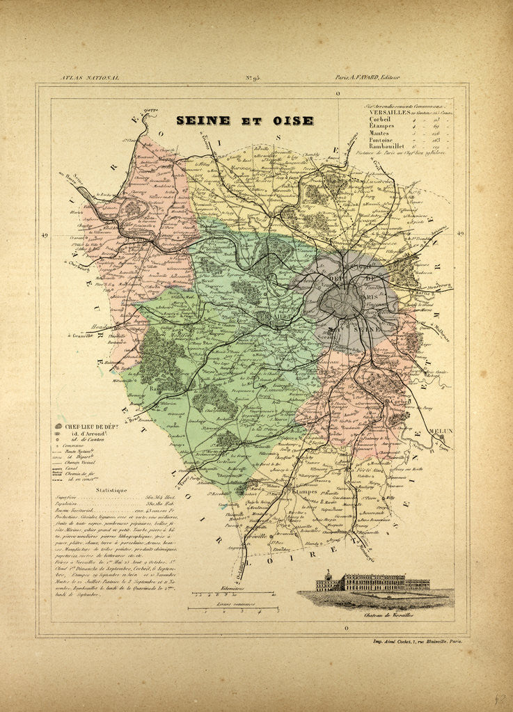 Detail of Map of Seine Et Oise France by Anonymous