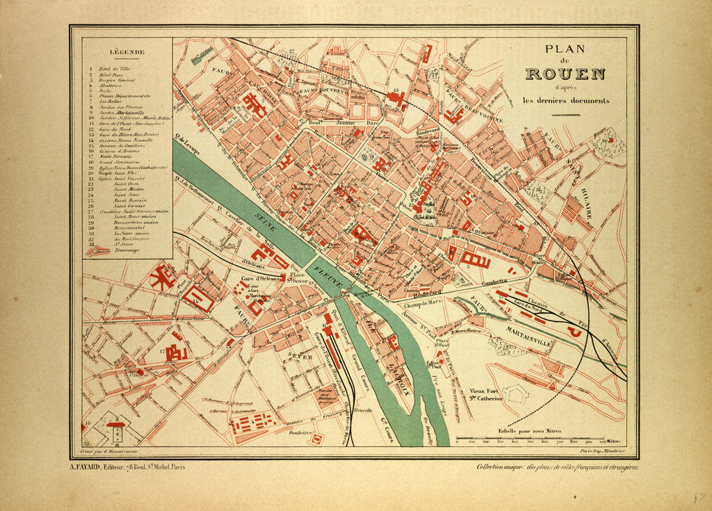 Detail of Map of Rouen France by Anonymous