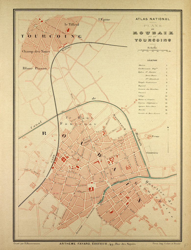 Detail of Map of Roubaix and Tourcoing by Anonymous