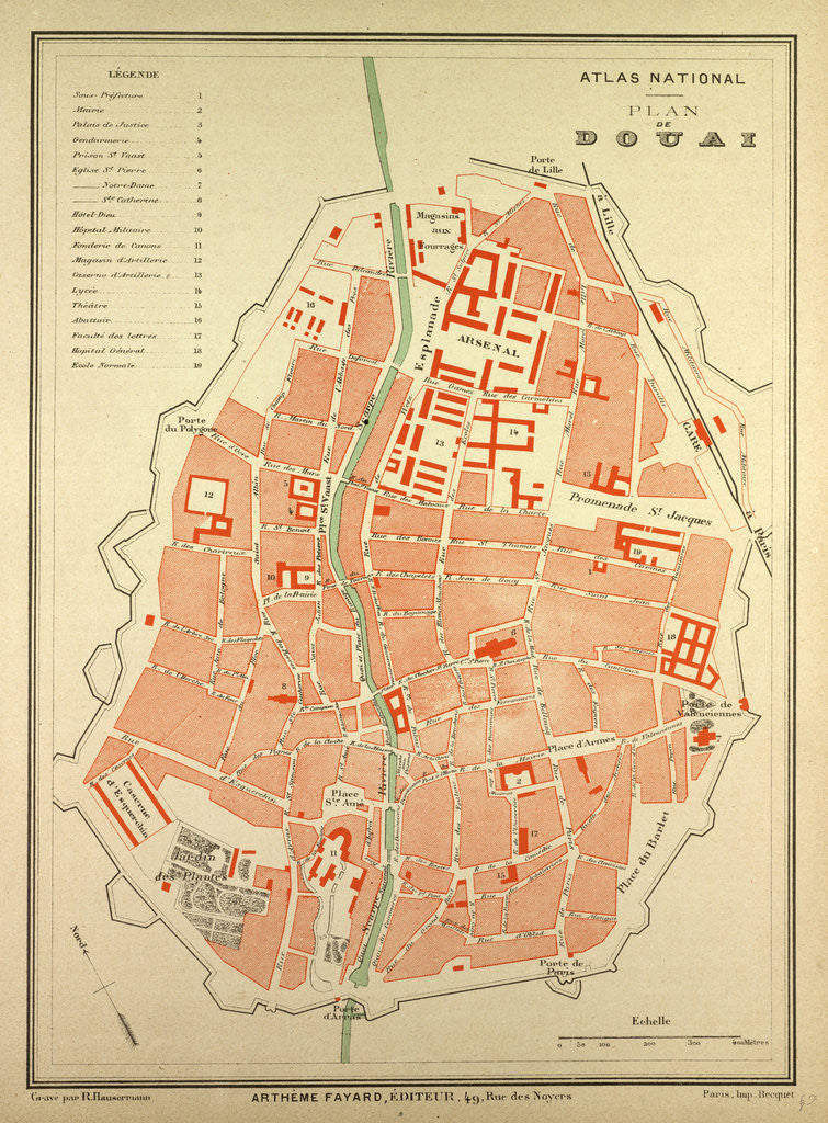 Detail of Map of Douai France by Anonymous
