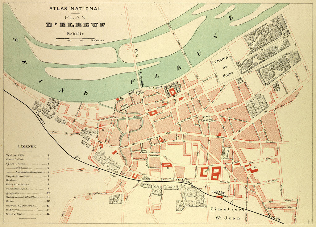 Detail of Map of Elbeuf France by Anonymous