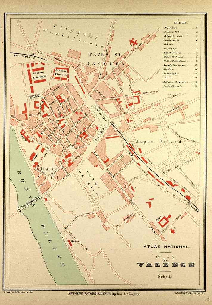 Detail of Map of Valence France by Anonymous