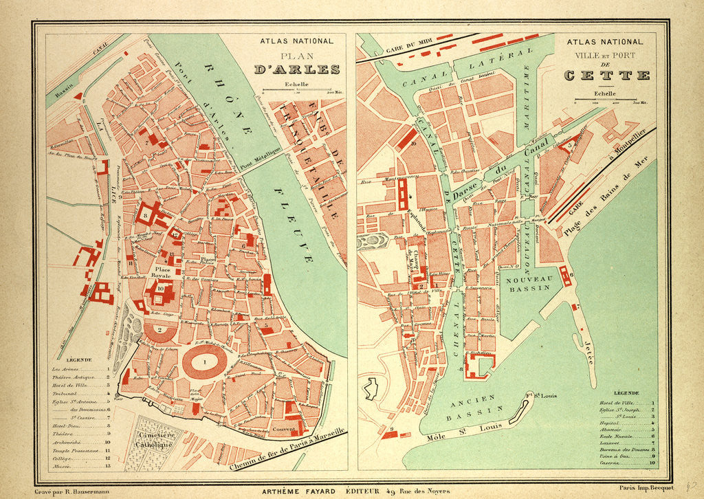 Detail of Map of Arles and Cette France by Anonymous