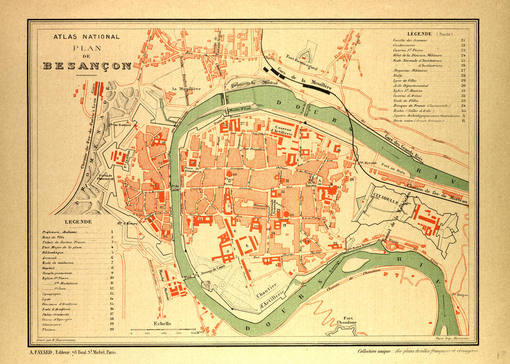 Detail of Map of Besançon France by Anonymous