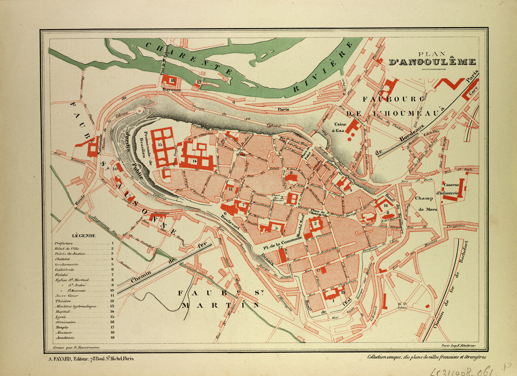 Detail of Map of Angoulême France by Anonymous