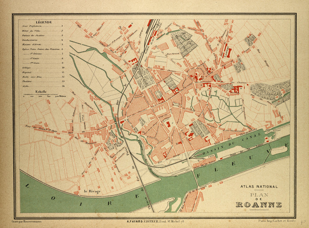 Detail of Map of Roanne France by Anonymous