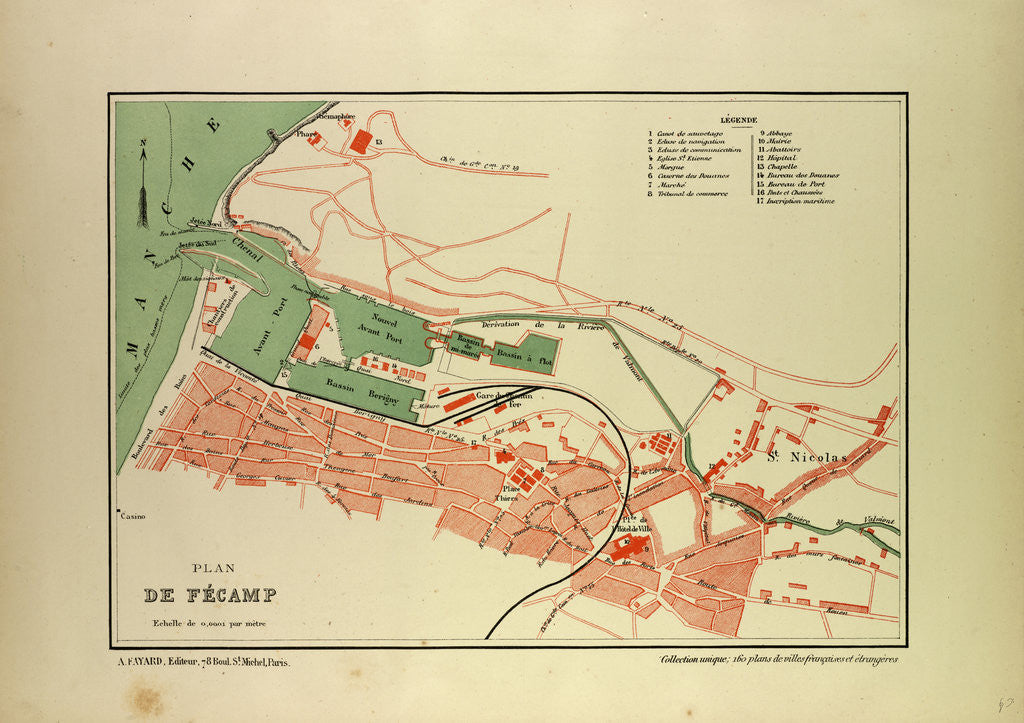 Detail of Map of Fécamp France by Anonymous