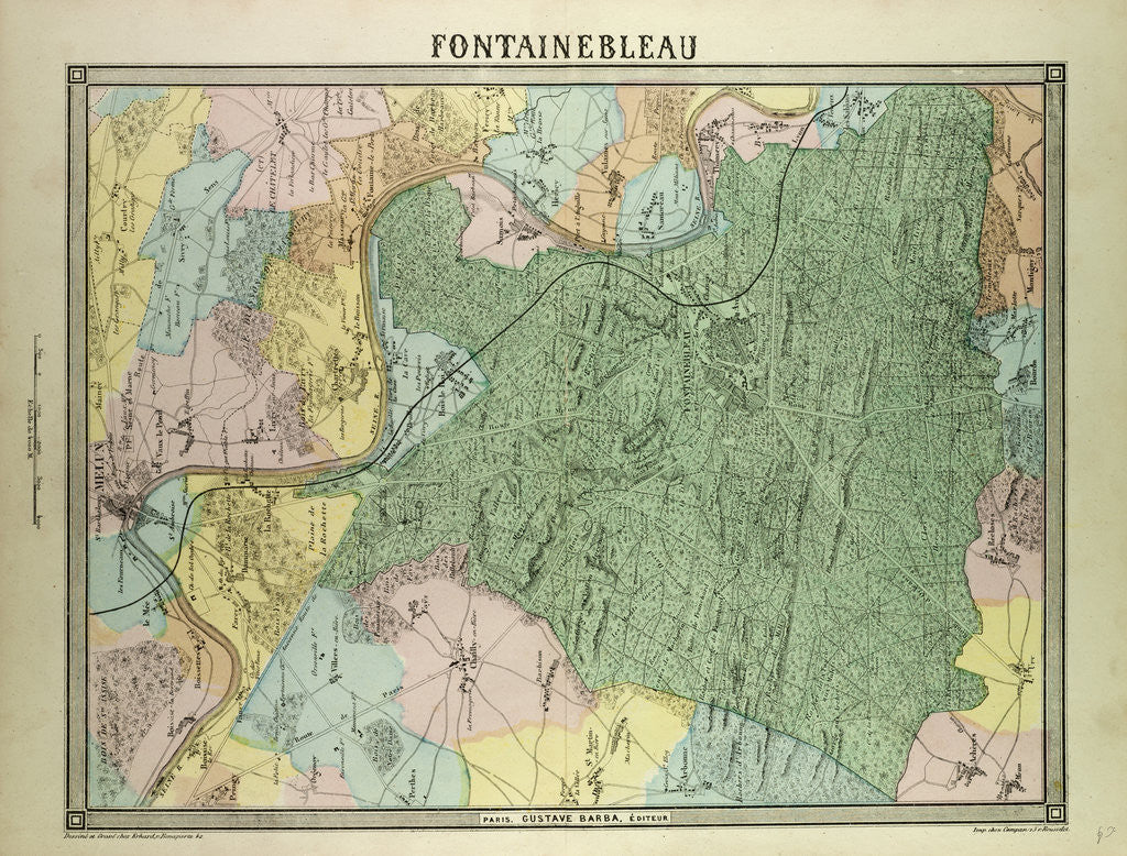 Detail of Map of Fontainebleau France by Anonymous
