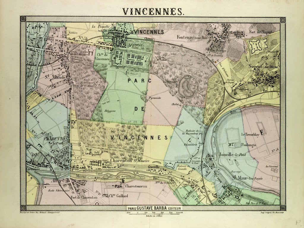 Detail of Map of Vincennes France by Anonymous