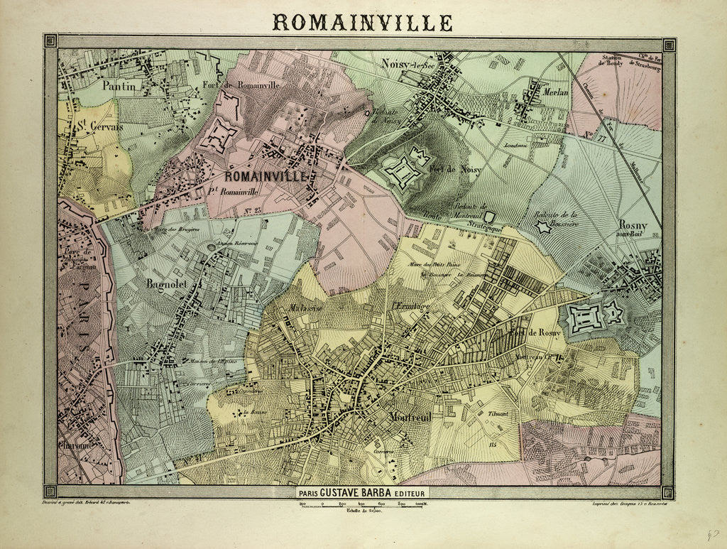 Detail of Map of Romainville France by Anonymous