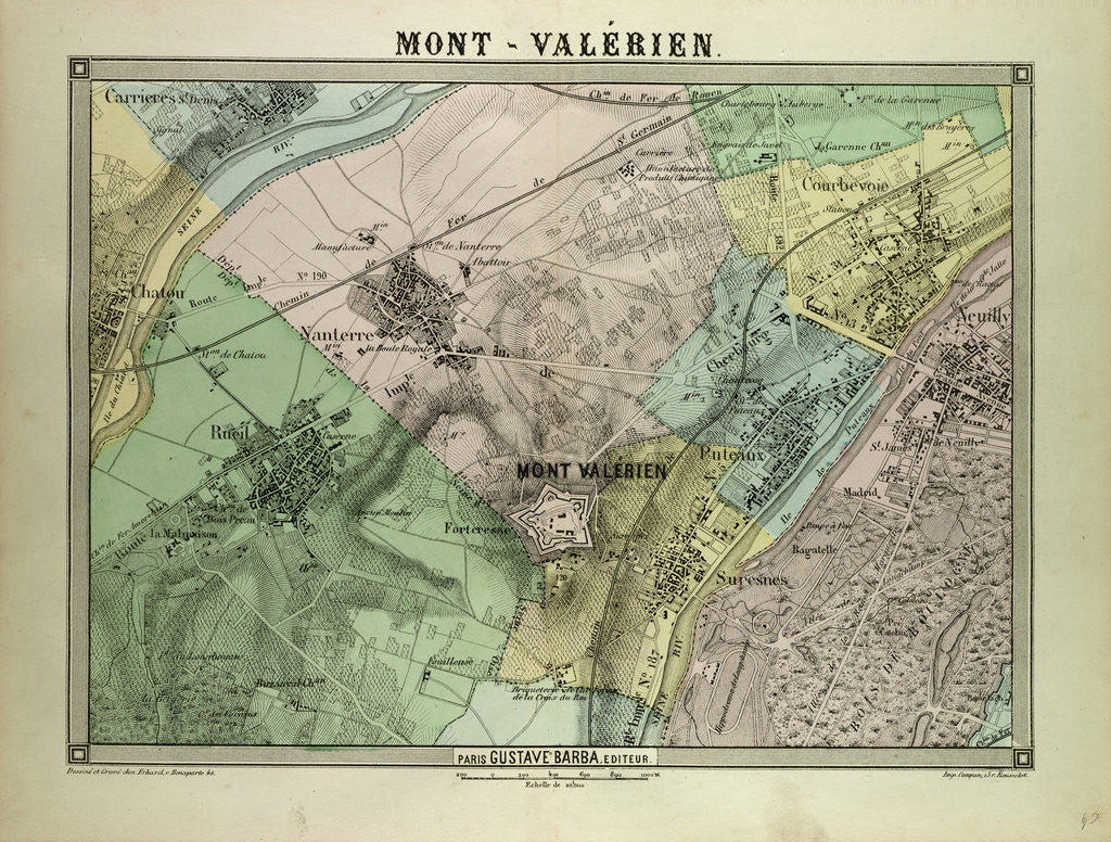 Detail of Map of Mont-Valérien France by Anonymous