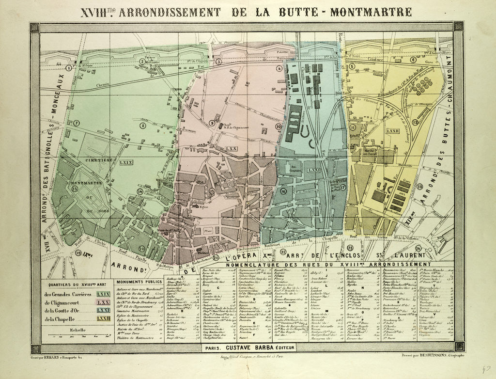 Detail of Map of 18th Arrondissement De La Butte-Montmartre Paris France by Anonymous