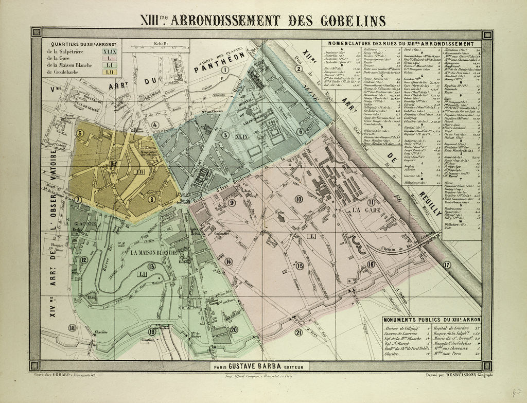 Detail of Map of the 13th Arrondissement Des Gobelins Paris France by Anonymous