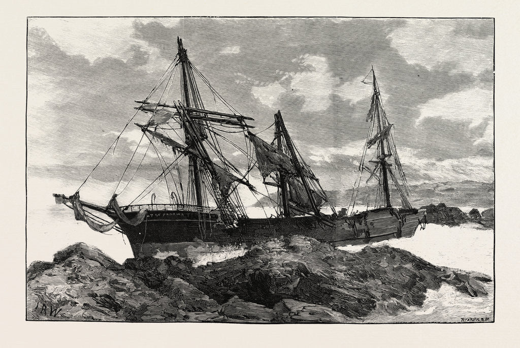 Detail of The Great Gale and Snow Storm: Wreck of the Bay of Panama Near Falmouth from a Sketch Ey H.S. Tuke by Anonymous