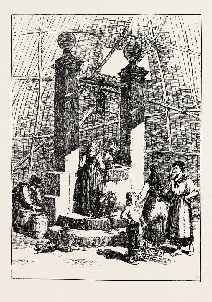 Detail of Sketches of Pictures in the Exhibition of the Royal Institute of Painters in Water Colours: At a Well Spain by Anonymous