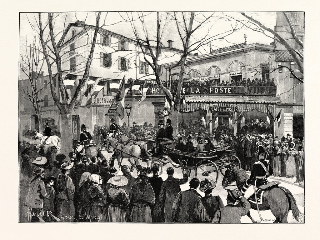 Detail of Arrival of the Queen at Grasse: Her Majesty Passing Through the Town to the Grand Hotel France by Anonymous