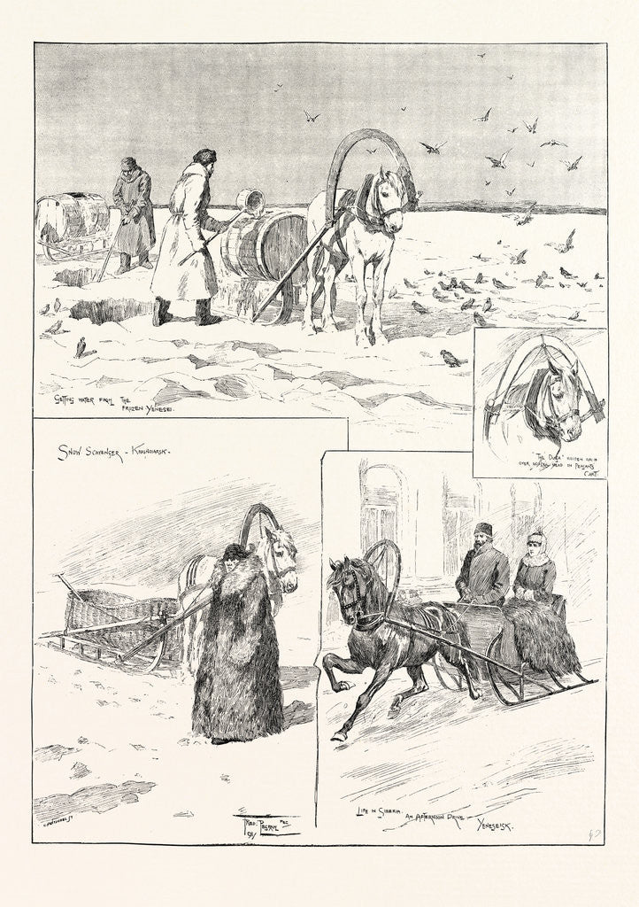 Detail of Siberia in Winter: Getting Water from the Frozen Yenesei Snow Scavenger in Krasnoiarsk by Anonymous