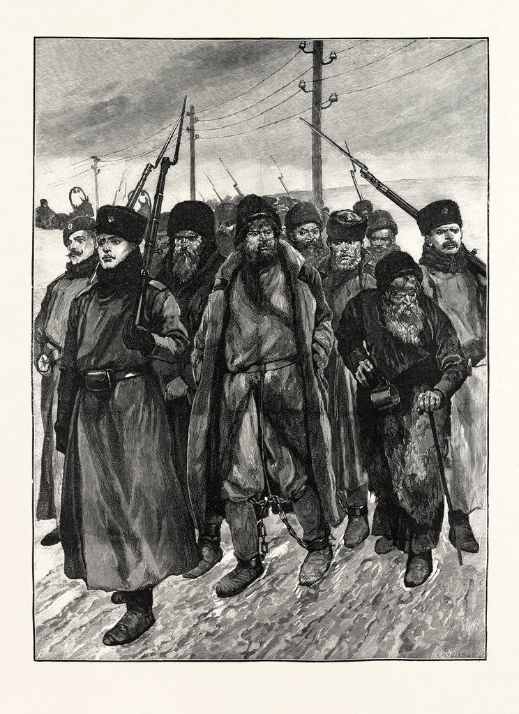 Detail of Siberia: Criminal Prisoners on the March by Anonymous