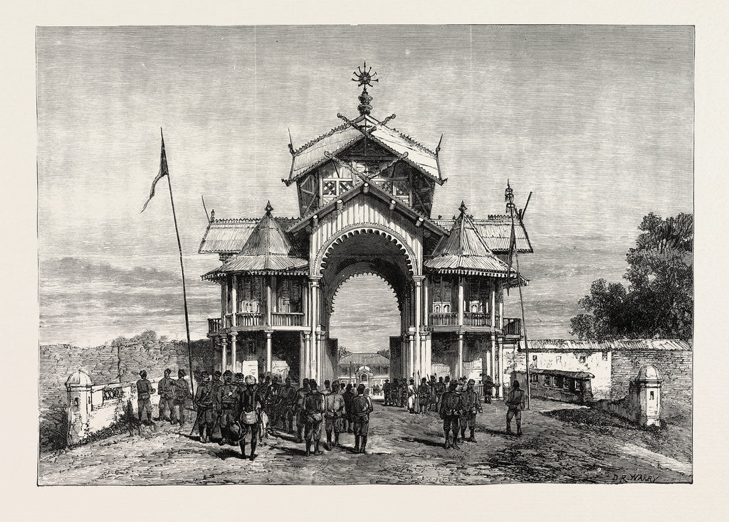 Detail of The Manipur Outrage: Palace Gates Where Mr. Quinton and Others Were Seized. by Anonymous