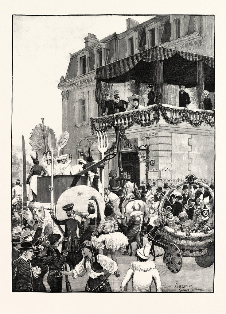 Detail of The Queen at Grasse: Battle of Flowers: Cavalcade Before the Grand Hotel Princess Beatrice Giving Money by Anonymous