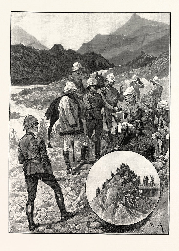 Detail of The Black Mountain Expedition: General Elles and Staff Getting First Sight of the Enemy at Shringri by Anonymous