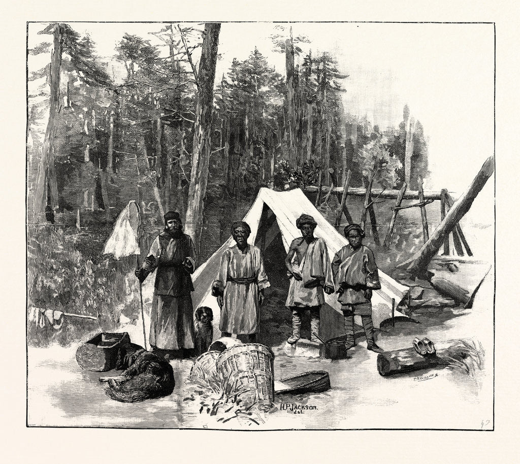 Detail of Mr. A.Oe. Pratt's Travels in Western China and Tibet: Collectors and Tent on the Mountains Altitude 13500 Feet by Anonymous