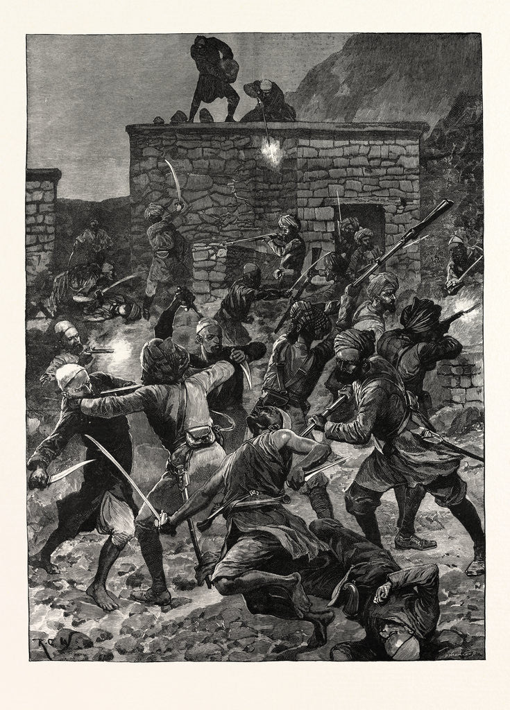 Detail of The Black Mountain Expedition: Ghazi Attack on an Advanced Post at Ghazikot by Anonymous