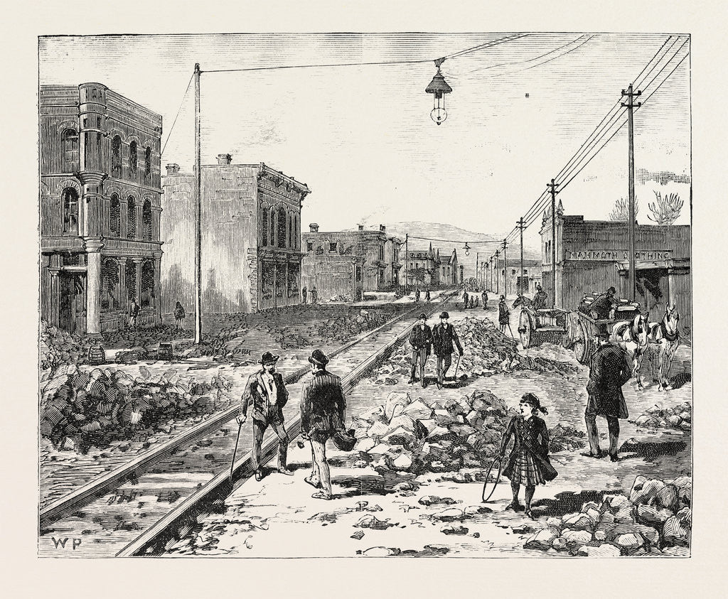 Detail of Middlesborough Kentucky: Cumberland Avenue Showing Street Railway and Building Operations USA by Anonymous