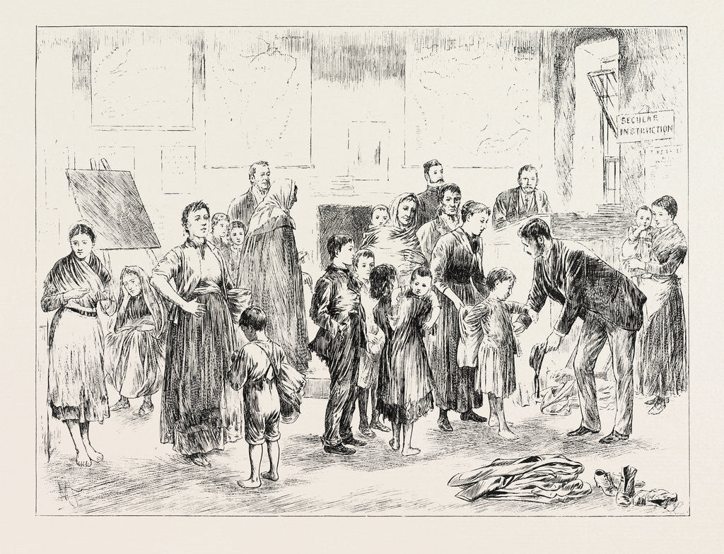 Detail of Clothing Poor Children in a West of Ireland Schoolhouse. by Anonymous