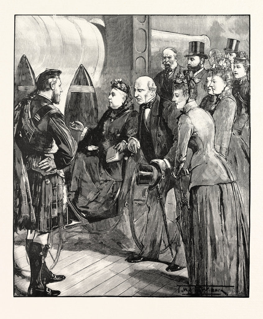 Detail of The Queen at the Royal Naval Exhibition: The Hundred-and-Ten-Ton Gun. by Anonymous