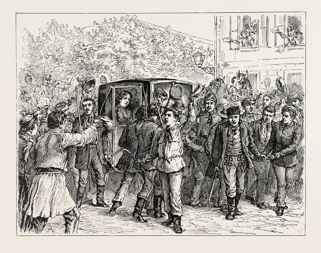 Detail of The Expulsion of Queen Natalie from Serbia: The Students Rescuing the Queen from the Gendarmes by Anonymous