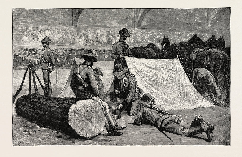 Detail of The Victoria Rifle Volunteers from Melbourne at the Military Tournament Islington: Pitching the Camp by Anonymous