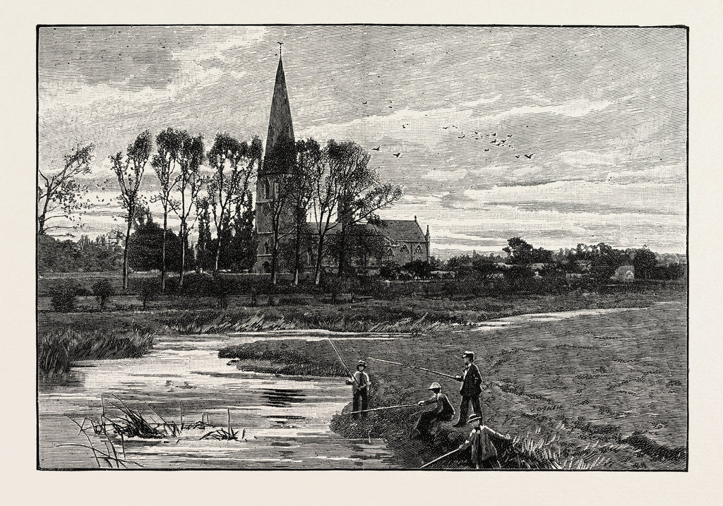 Detail of The Olney Church, from the Ouse by Anonymous
