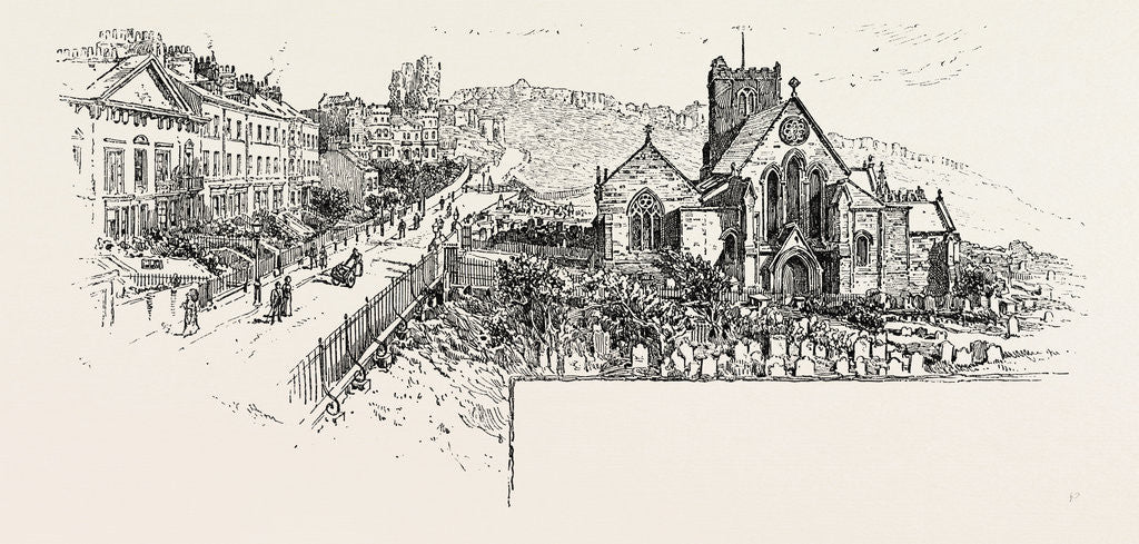 Detail of Castle Hill, Scarborough, with the Church by Anonymous