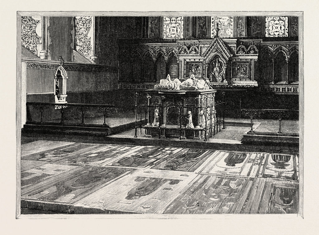 Detail of Cobham: The Chancel, with Altar-Tomb and Brasses by Anonymous