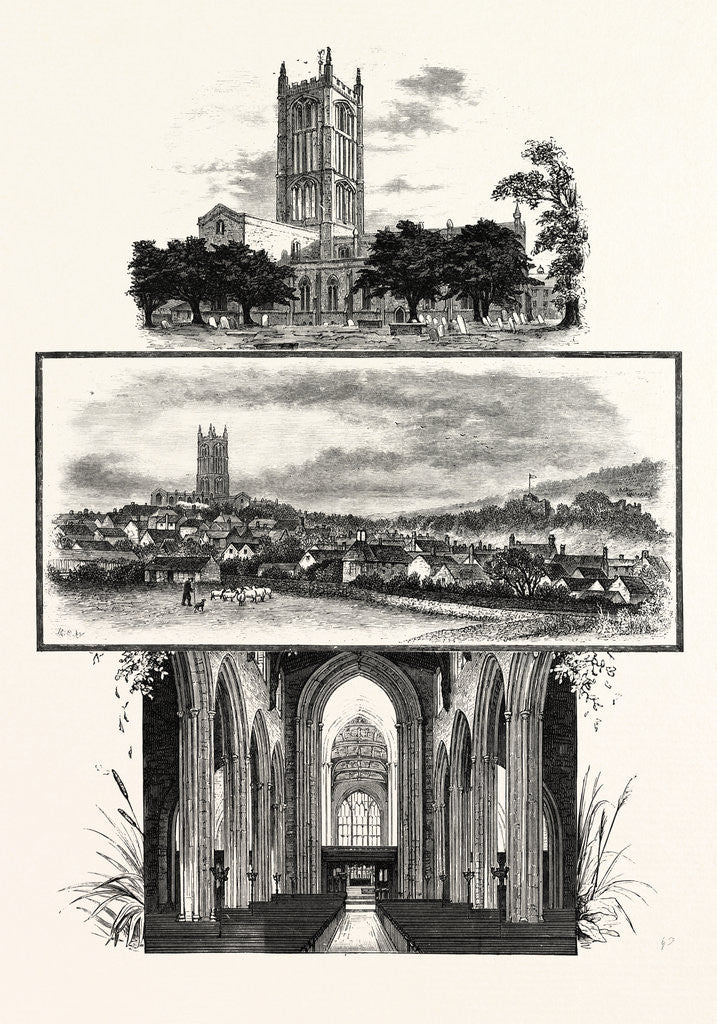 Detail of The Church from the North West; View from the Railway Station; the Nave, Looking East by Anonymous