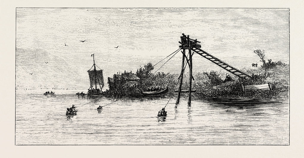 Detail of A Salmon Net and Stage by Anonymous