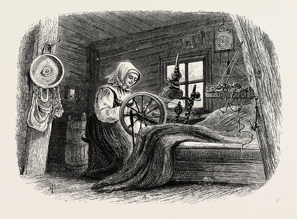 Detail of Girl Spinning in a Saeter by Anonymous