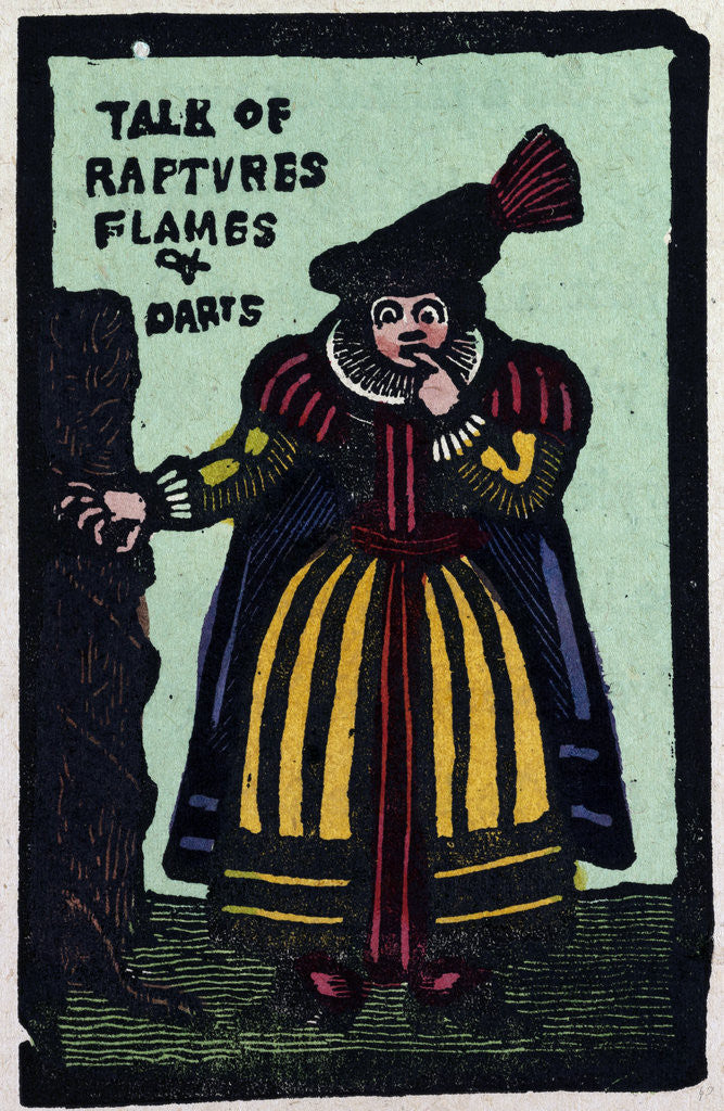 Detail of Illustration of English Tales Folk Tales and Ballads. A Woman Wearing a Yellow and Red Dress by Anonymous