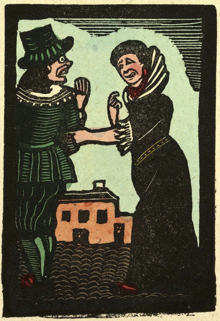 Detail of Illustration of English Tales Folk Tales and Ballads. A Woman Holding a Man's Elbow by Anonymous