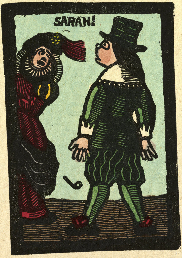 Detail of Illustration of English Tales Folk Tales and Ballads. Sarah with a Man. A Pipe Falling on the Floor. by Anonymous