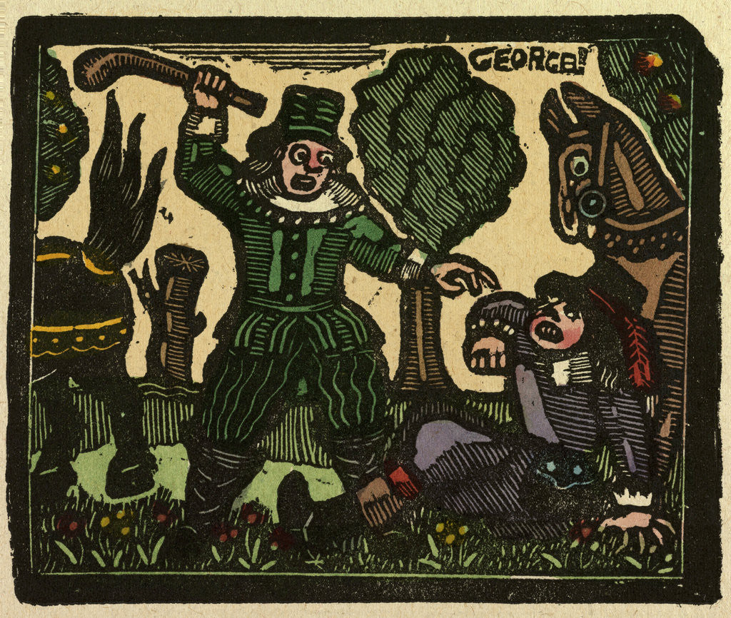 Detail of Illustration of English Tales Folk Tales and Ballads. George. Two Men and Two Horses. by Anonymous