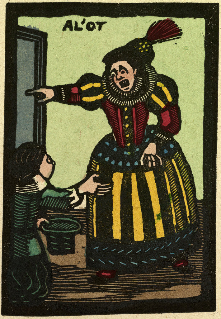 Detail of Illustration of English Tales Folk Tales and Ballads. A Woman and a Beggar by Anonymous